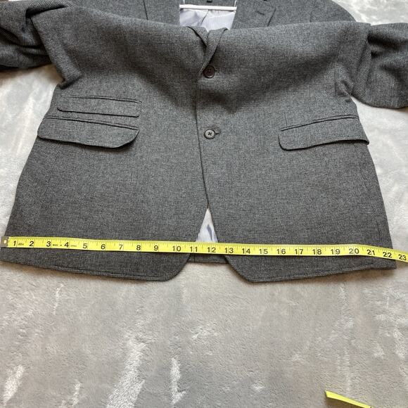 Banana Republic Suit Jacket Blazer Mens 44R Gray Micro Check Tailored Fit Cotton - Picture 14 of 16